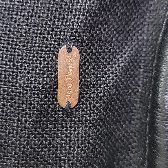 Free People Black Linen Tote Shoulder Bag - Picture 7 of 10